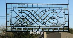 Handcrafted Clear Beveled Contemporary Stained Glass Panel 36.5 x 16.5 Modern