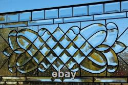 Handcrafted Clear Beveled Contemporary Stained Glass Panel 36.5 x 16.5 Modern