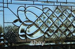 Handcrafted Clear Beveled Contemporary Stained Glass Panel 36.5 x 16.5 Modern