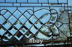 Handcrafted Clear Beveled Contemporary Stained Glass Panel 36.5 x 16.5 Modern