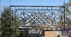 Handcrafted Clear Beveled Contemporary Stained Glass Panel 36.5 x 16.5 Modern