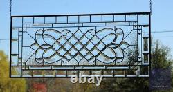 Handcrafted Clear Beveled Contemporary Stained Glass Panel 36.5 x 16.5 Modern