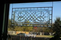 Handcrafted Clear Beveled Contemporary Stained Glass Panel 36.5 x 16.5 Modern