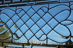 Handcrafted Clear Beveled Contemporary Stained Glass Panel 36.5 x 16.5 Modern