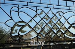 Handcrafted Clear Beveled Contemporary Stained Glass Panel 36.5 x 16.5 Modern