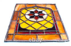 Handcrafted Floral Stained Leaded Glass Window Panel 18 x 22