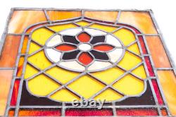 Handcrafted Floral Stained Leaded Glass Window Panel 18 x 22