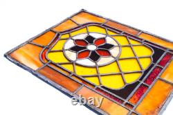 Handcrafted Floral Stained Leaded Glass Window Panel 18 x 22