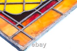 Handcrafted Floral Stained Leaded Glass Window Panel 18 x 22