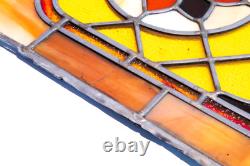 Handcrafted Floral Stained Leaded Glass Window Panel 18 x 22