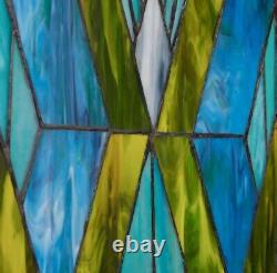 Handcrafted Framed stained glass L window panel 48 High! 83 Pieces Of Glass