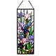 Handcrafted Iris Floral Tiffany Style Stained Glass Window Panel 11.5 X 31.5