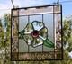 Handcrafted Stained Glass Flower Panel. Beveled, Sandblasted Border
