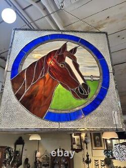 Handcrafted Stained Glass Horse Art Worked. Signed By Artist