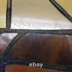 Handcrafted Stained Glass Panel 15 X 12 Designed and Framed By Hand 1979