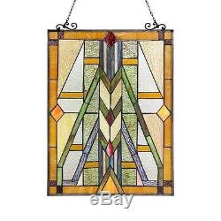 Handcrafted Stained Glass Tiffany Style Window Panel Mission Arts & Crafts