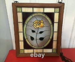 Handcrafted Stained Glass Vintage Framed Panel