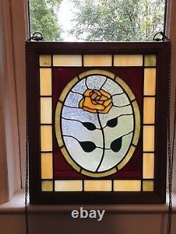 Handcrafted Stained Glass Vintage Framed Panel
