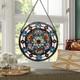 Handcrafted Stained Glass Window Panel 12-Inch Round Floral Design with Vib