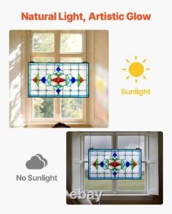 Handcrafted Stained Glass Window Panel, 26x16in, Fade-Resistant Glass