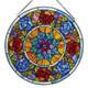 Handcrafted Tiffany Style 22 Round Stained Glass Window Panel Floral Design