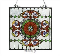 Handcrafted Tiffany Style Stained Cut Glass Window Panel 25 X 25
