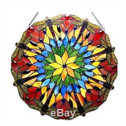 Handcrafted Tiffany Style Stained Glass 24 Round Window Panel Fantastic Colors