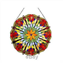 Handcrafted Tiffany Style Stained Glass 24 Round Window Panel Fantastic Colors