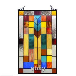 Handcrafted Tiffany stained glass Mosaic Design Window Panel 16x26