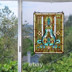 Handcrafted Tiffany-style Victorian stained Glass Window Panel suncatcher 18x25
