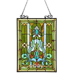 Handcrafted Tiffany-style Victorian stained Glass Window Panel suncatcher 18x25