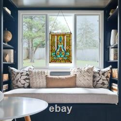 Handcrafted Tiffany-style Victorian stained Glass Window Panel suncatcher 18x25