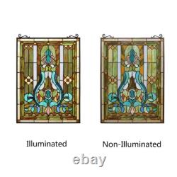 Handcrafted Tiffany-style Victorian stained Glass Window Panel suncatcher 18x25