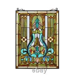 Handcrafted Tiffany-style Victorian stained Glass Window Panel suncatcher 18x25