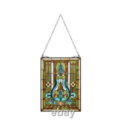 Handcrafted Tiffany-style Victorian stained Glass Window Panel suncatcher 18x25