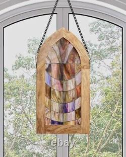 Handcrafted Victorian Framed stained glass window panel 24 X 22