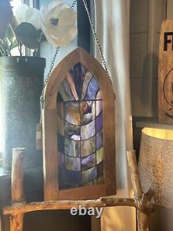 Handcrafted Victorian Framed stained glass window panel 24 X 22