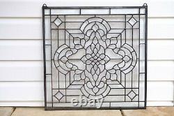 Handcrafted stained glass All Clear Beveled window panel, 24 x 24