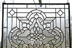 Handcrafted stained glass All Clear Beveled window panel, 24 x 24