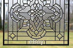 Handcrafted stained glass All Clear Beveled window panel, 24 x 24