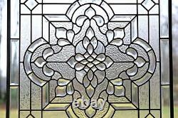 Handcrafted stained glass All Clear Beveled window panel, 24 x 24