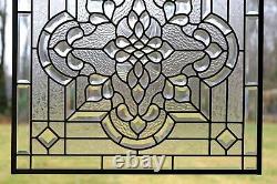 Handcrafted stained glass All Clear Beveled window panel, 24 x 24