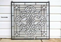 Handcrafted stained glass All Clear Beveled window panel, 24 x 24