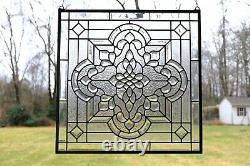 Handcrafted stained glass All Clear Beveled window panel, 24 x 24