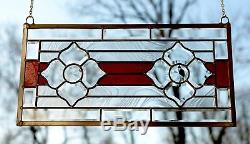 Handcrafted stained glass Clear Beveled window panel, 11 x 22