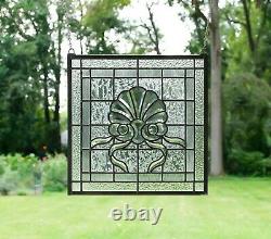 Handcrafted stained glass Clear Beveled window panel, 16 x 16