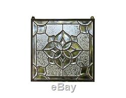 Handcrafted stained glass Clear Beveled window panel 16 x 16