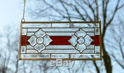 Handcrafted stained glass Clear Beveled window panel, 22 x 11