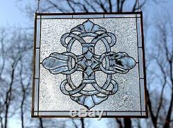 Handcrafted stained glass Clear Beveled window panel 24 x 24