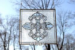 Handcrafted stained glass Clear Beveled window panel 24 x 24